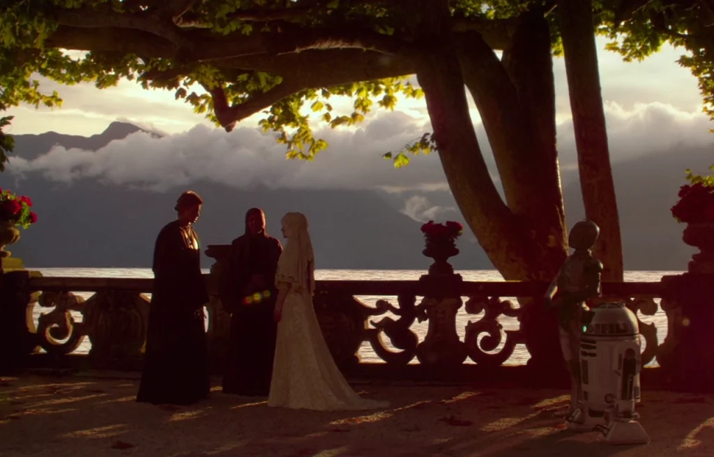 Anakin and Padme wedding scene on lake como at villa balbianello